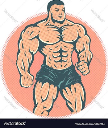  					Bodybuilder on halftone background vector image														