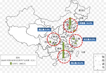 Bohai Economic Rim West Triangle Economic Zone Pearl River Delta Industry Shenzhen - adviser map 