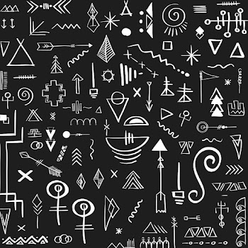 Bohemian tribal doodle pattern psd black background