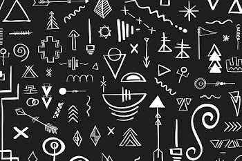 Bohemian tribal doodle pattern psd black background