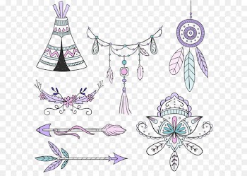 Boho-chic Bohemian style Euclidean vector Clip art - Bohemian style element vector painted 