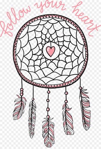 Boho-chic Dreamcatcher Illustration - Black lines pink dream Monternet 
