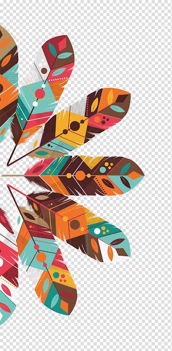 Boho-chic Euclidean Illustration, Colored Indian feather, multicolored feathers stickers transparent background PNG clipart