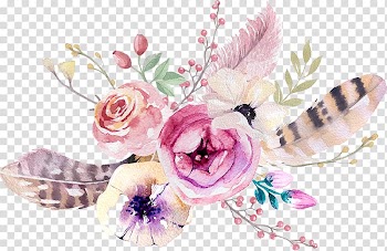 Boho-chic Flower bouquet Interior Design Services, Bohemia, pink and white petaled flowers arrangement painting transparent background PNG clipart