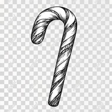 Boho Minimalist Hand-Drawn Candy Cane Line Art