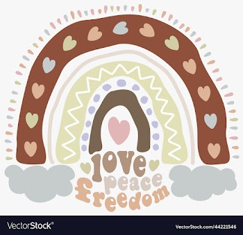 boho rainbow with lettering