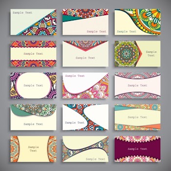 Boho style business cards collection Free Vector