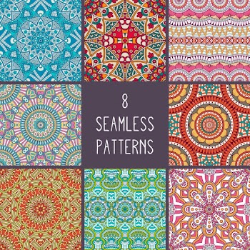 Boho style patterns collection Free Vector