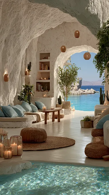 Boho Style White Cave with Sea View Boho Style White Cave with Sea View