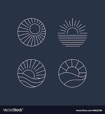 boho sunrise logo sun line art sunset