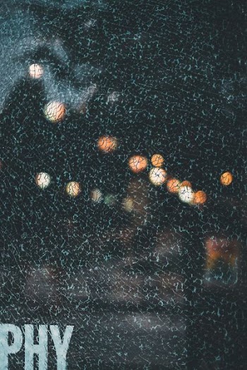 bokeh lights on a glass window
