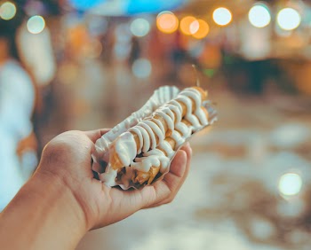 Bokeh Photo of Person Holding Shanghai Roll Wraps With Mayonnaise