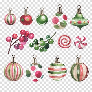 Bolas: Navidad Christmas ornament Watercolor painting, Vase decoration material transparent background PNG clipart