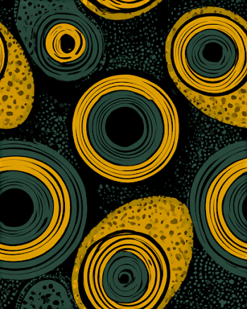 Bold African Textile Pattern in Black, Gold, and Green