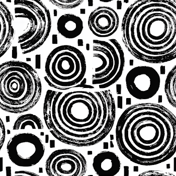 Bold Black Brush Stroke Circle Pattern on White Background