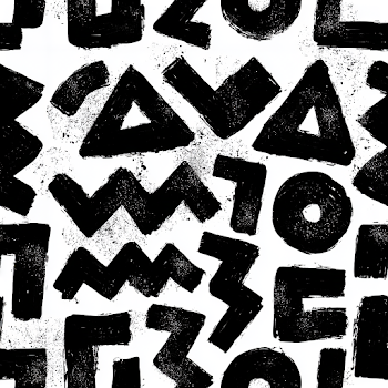 Bold Black Brushstroke Pattern on White Background