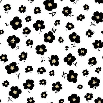 Bold Black Daisy Floral Pattern on White Background