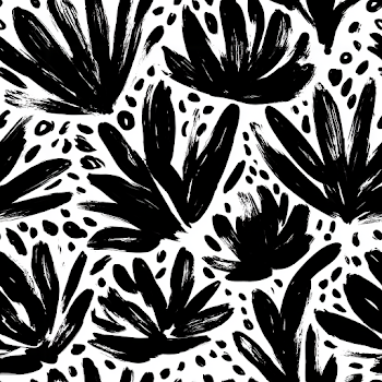 Bold Black Ink Floral Seamless Pattern