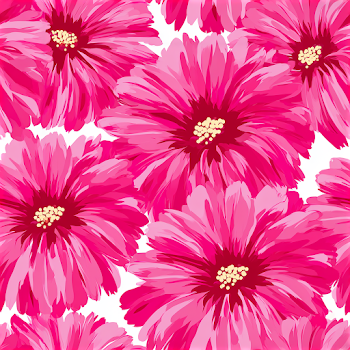 Bold Floral Pattern with Hot Pink Daisies