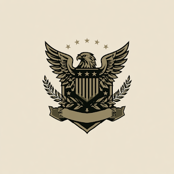 Bold Military Emblem with Eagle and Shield