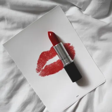 Bold Red Lipstick Print on White Background Bold Red Lipstick Print on White Background
