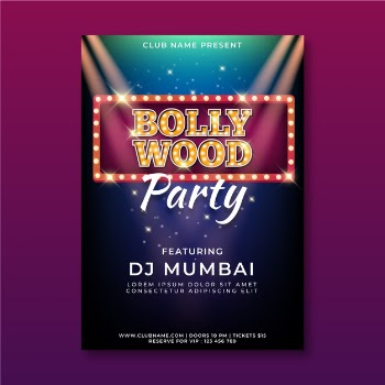 Bollywood party poster template Free Vector