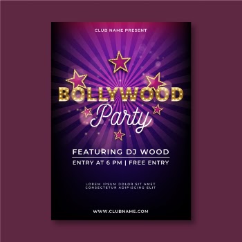 Bollywood party poster template Free Vector