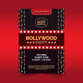 Bollywood party poster template Free Vector