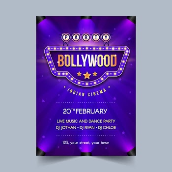 Bollywood party poster template Free Vector