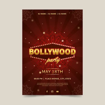 Bollywood party poster template Free Vector