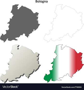 Bologna blank detailed outline map set vector image