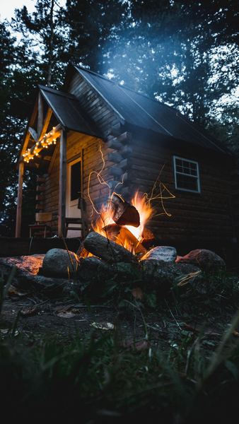 bonfire nearby house