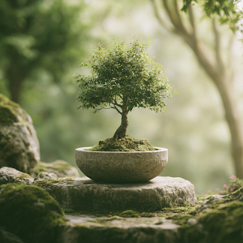 Bonsai Tree in Tranquil Natural Setting