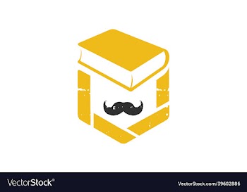 book and moustache icon