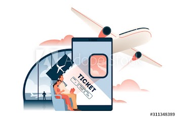 Book flight online concept