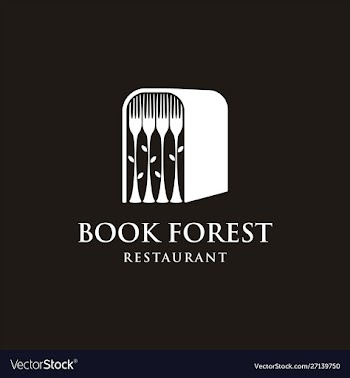 Book forest with fork logo design vector image