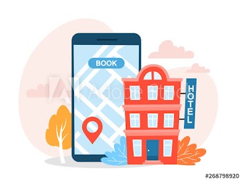 Book hotel online concept