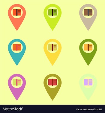 Book in destination mark icons collection vector image