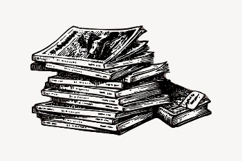 Book stack collage element, drawing | Free Vector Illustration - rawpixel