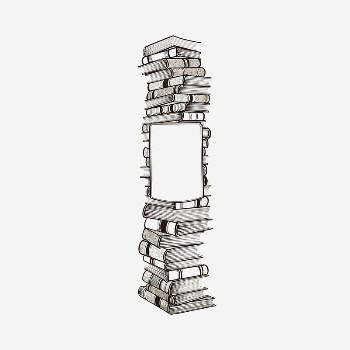 Book stack frame drawing, vintage | Free PSD - rawpixel