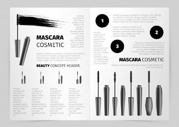 Booklet with realistic vector mascara objects