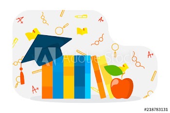 Books with graduation cap on the top