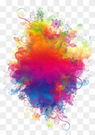 Boom Smoke Colorful Watercolor Rainbow Flowers Colorspl - Colored ...