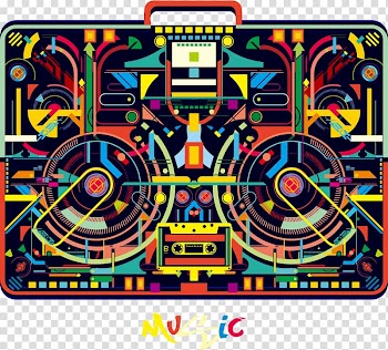 Boombox Abstract art Illustration, creative suitcase transparent background PNG clipart