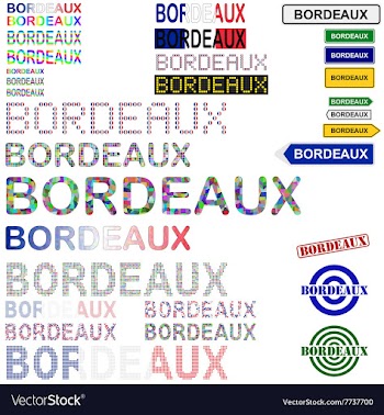 Bordeaux text design set vector image