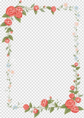 Border Flowers Floral design , rose frame, red, white, and green floral frame illustration transparent background PNG clipart