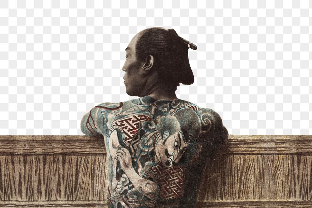Border png, tattooed Japanese man, | Free PNG - rawpixel