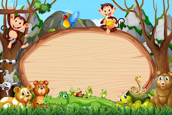 Border template design with cute animals Free Vector