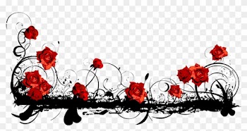Borders And Frames Red Rose Clip Art - Red And Black Floral Border