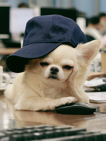Bored Chihuahua Employee at Desk